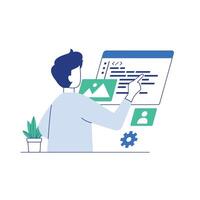 Programmer work with program code flat illustration vector