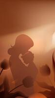 Mother's Day vertical illustration of a mother and child in light and shadow vector