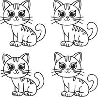 Cute Cat Doodle Clipart, Single Line Cat Illustrations for Creative Projects vector