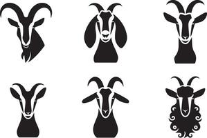 Dynamic goat head icon set. vector