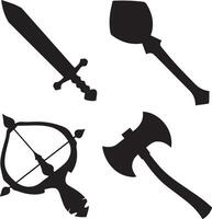 Dynamic medieval weapon silhouettes vector