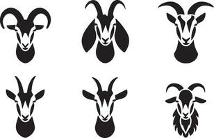 Minimalist goat face or head silhouette illustration. graphics design elements set. vector