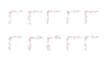 Set of 10 coquette bow vignette corners vector