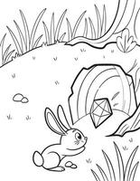 Outline of benny and the hidden burrow for adventurous coloring books vector
