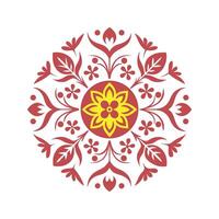 Abstract floral art features a round ornamental mandala with seamless vintage leaf patterns vector