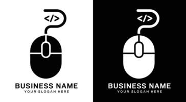 Mouse and Code Logo Bold Black Tech for Web Designers vector