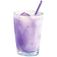 A purple drink with a straw in it png