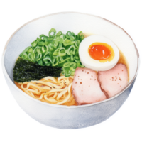 A drawing of a bowl of ramen with an egg png