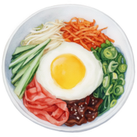 A bowl of food with an egg and vegetables png
