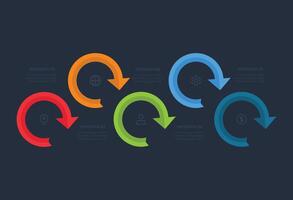 Modern design template with 5 options. Template for web on a black background. vector