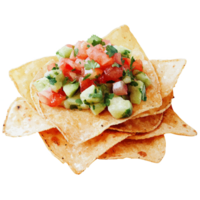 Nachos with salsa on top of them png