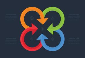 Infographic with 4 steps. Template for web on a black background. vector