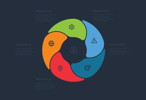 Infographic with 5 steps. Template for web on a black background. vector