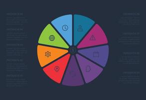 Creative infographic with 9 steps. Template for web on a black background. vector