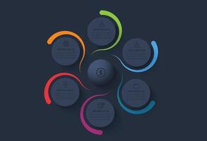 Modern concept design template with 6 options, steps or parts. vector