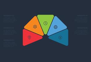 Dark infographic elements with 5 options, template for web on a black background. vector