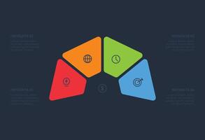 Creative infographic with 4 steps. Template for web on a black background. vector