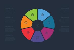 Dark infographic elements with 6 options vector