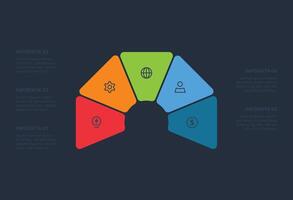 Template for web on a black background. Creative concept for infographic with 5 steps. vector