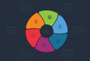 Infographic elements with 6 options, template for web on a black background. vector