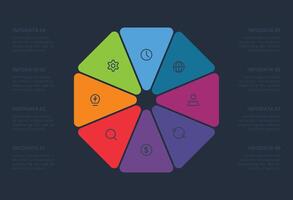 Creative concept for infographic with 8 steps. Template for web on a black background. vector