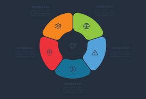 Creative concept for infographic with 5 steps. Template for web on a black background. vector