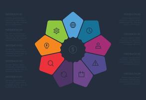 Creative concept infographic with 9 steps. Template for web on a black background. vector