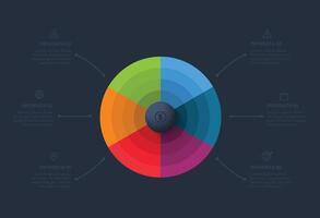 Modern design template with 6 options. Template for web on a black background. vector