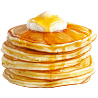 Pancakes with syrup and butter on top png
