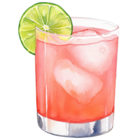 A pink drink with lime and ice png