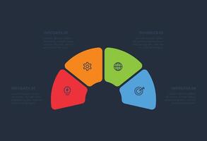 Template for web on a black background. with 4 steps infographic. vector