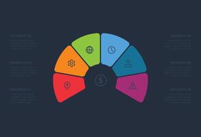 template for web on a black background. infographic elements with 6 options. vector