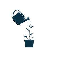 Plant Growth Symbol with Watering Can for Sustainable Practices Campaign vector