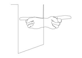 Continuous one line art of man points his finger at his reflection in the mirror, concept self confidence, self accusation, self flagellation. vector