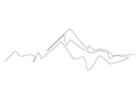 Continuous line drawing of mountains. simple drawing with mountains silhouette. vector