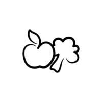 Apple and broccoli line icon vector