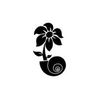 Flower grows in snail shell vector