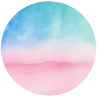 A circle with a pink and blue watercolor background png