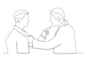 Continuous one line art of a man points a finger at one, voting concept, appointing responsible person, victim bullying, abolition culture. vector