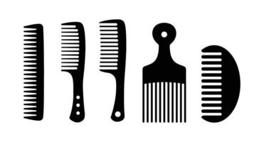 Set of comb silhouettes in various styles vector