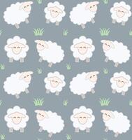 Seamless flat design sheep pattern for cute backgrounds vector