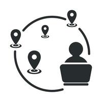 Icon symbolizing work anywhere concept with laptop vector