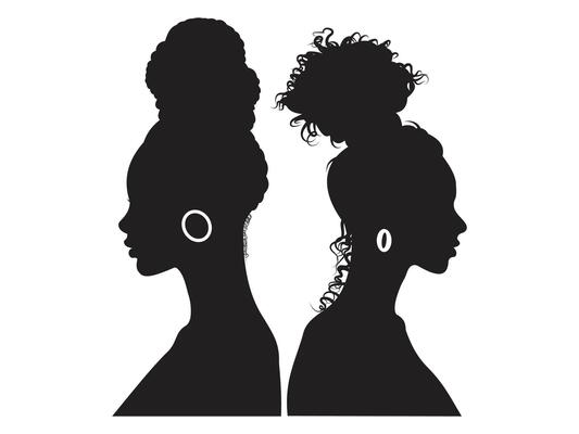 Black Female Silhouette Face Profile Vignette