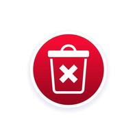 delete icon with trash bin, vector