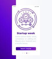 startup and entrepreneurship mobile banner design with line icon vector