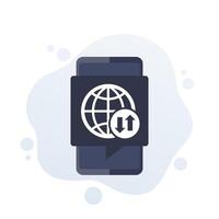 Data roaming icon with a smart phone vector