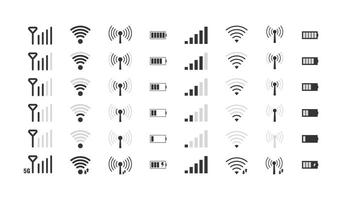 Icons representing WiFi battery and signal on smartphone vector