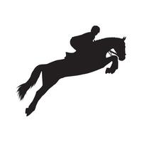 Silhouette of horse racer in action during race vector
