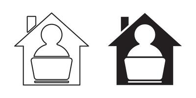 People Icon With Laptops At Home vector
