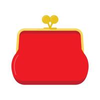Flat design of a red purse with coin illustration vector